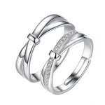 Engagement Wedding Rings Set - Manufacturer with 925 Silver Plated Adjustable & Zircon for Couple