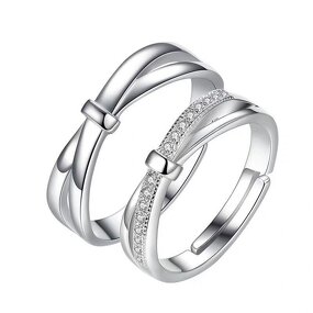 Engagement Wedding Rings Set - Manufacturer with 925 Silver Plated Adjustable & Zircon for Couple