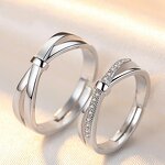 Engagement Wedding Rings Set - Manufacturer with 925 Silver Plated Adjustable & Zircon for Couple