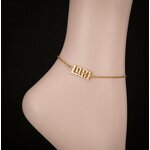 Birth Year Number Anklet for Women - Manufacturer with 18K Gold Silver Plated Stainless Steel Old English 1980-2000