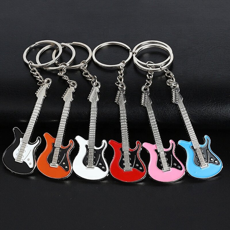 Enamel Mini Metal Guitar Keychain - Manufacturer for Women Men