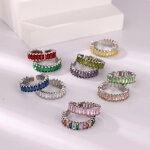 Rainbow Zirconia Rings for Women - Manufacturer with Non Tarnish Silver 18K Gold PVD Plated & Adjustable