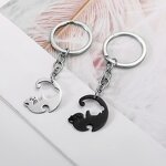Yin Yang Matching Cat Keychain - Manufacturer with Round Heart Shaped Stainless Steel for Couple