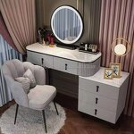 Dressing Table Manufacturer - Bedroom White with LED Mirror Light & Drawer