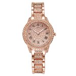 Unisex Crystal Watch Set Manufacturer - Luxury Full Crystal Diamond Bracelet Set Rose Gold Steel Belt Wrist Watch