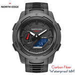 Men's Digital Watch Manufacturer - NORTH EDGE Mars 3 Carbon Fiber Case Waterproof 50M Outdoor Sports World Time LED