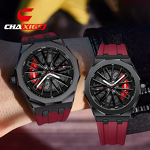 Men's Fashion Watch Manufacturer - CHAXIGO 7277 Quartz Wheel Rotation Design Waterproof Luminous Silicone Strap