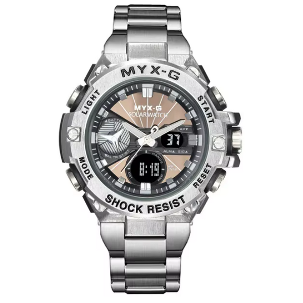 Men's Solar Watch Manufacturer - Solar Energy Endurance Light Kinetic Energy Timer Alarm Clock Rotating Windmill All Steel