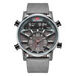 Men's LED Watch Manufacturer - Top Brand with Leather Strap Alarm Chronograph Dual Display Waterproof Electronic