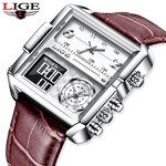 Men's Digital Watch Manufacturer - LIGE 8925 Top Brand Luxury Square Sports Quartz Waterproof Stopwatch