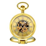 Men's Pocket Watch Manufacturer - ORKINA Stainless Steel Fashion Casual Gold Automatic Mechanical Flip Manual Hollow
