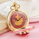 Women's Pendant Watch Manufacturer - Japan Anime Golden Necklace Star Gemstone Pink Chain Magic Clock Girls Gift