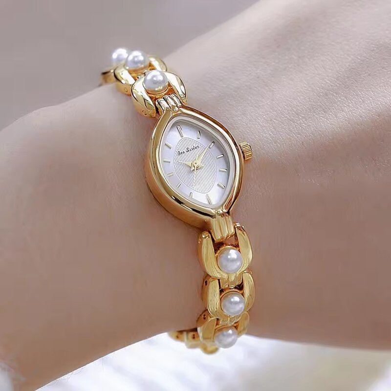 Oval Ladies Watch Manufacturer - BS Bee Sister Hot Sale Quartz Glass Pointer Vintage Elegant Hidden Clasp Pearl