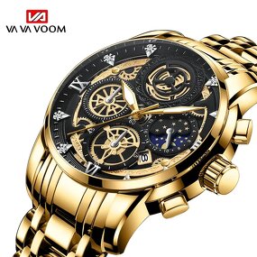 Men's Analog Watch Manufacturer - AVA VOOM 2023 Original New Waterproof Stainless Steel Quartz Fashion Business Sun Moon Star