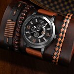 Men's Watch Set Manufacturer - SOKI 4PCS with Bracelet Gift Set Fashion Bead Bangle & Quartz Watch