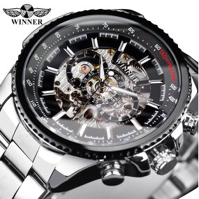 Men's Automatic Wristwatch Manufacturer - Winner Waterproof Stainless Steel Sport with Round Pointer Dial