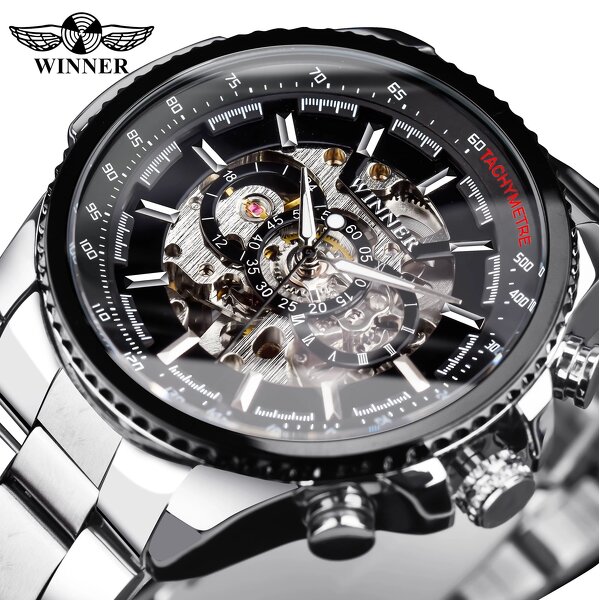 Men's Automatic Wristwatch Manufacturer - Winner Waterproof Stainless Steel Sport with Round Pointer Dial