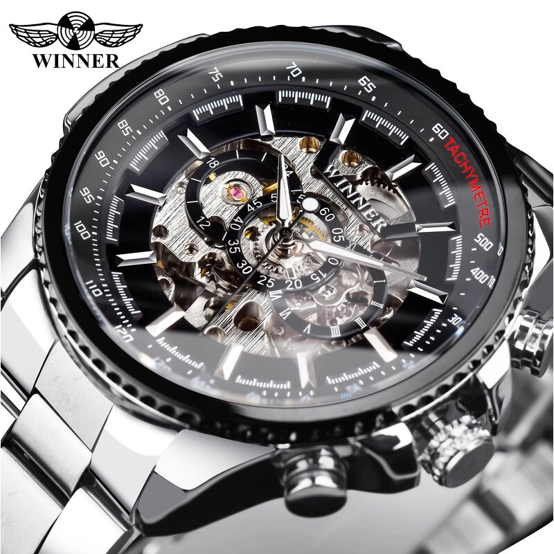 Men's Automatic Wristwatch Manufacturer - Winner Waterproof Stainless Steel Sport with Round Pointer Dial