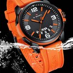 Men's Sport Watch Manufacturer - NAVIFORCE 9215 Orange Quartz Silicone Waterproof Calendar Week Display