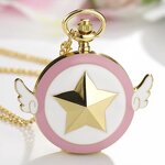 Women's Pendant Watch Manufacturer - Japan Anime Golden Necklace Star Gemstone Pink Chain Magic Clock Girls Gift