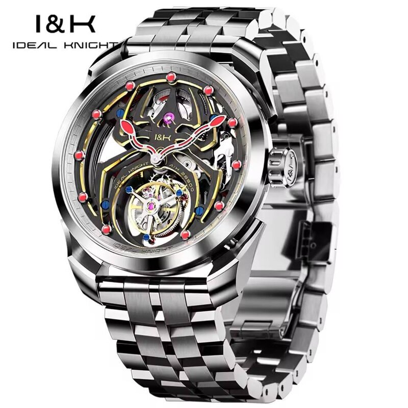 Men's Mechanical Watch Manufacturer - Knight 6802 Custom Logo Skeleton Hollow Miyota Waterproof Tourbillon Automatic