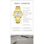 Men's Trend Watch Manufacturer - HOURSLY 1371 Gold Stainless Steel Fashion Quartz Wristwatch