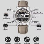 Men's Quartz Watch Manufacturer - NAVIFORCE 9263 Creative Original Sport Waterproof Leather Strap Digital Clock