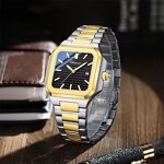 Men's Square Watch Manufacturer - CHENXI 8266 Quartz Fashion Simple Date Stainless Steel Waterproof Business