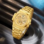 Men's Mechanical Watch Manufacturer - LONGLUX Automatic Luxury Waterproof Skeleton Business Wholesale Stainless Steel