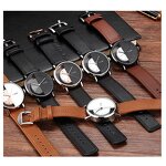 Men's Casual Watch Manufacturer - TOMI Top Brand Luxury Leather Trendy Quartz Transparent Dial Fashion Wristwatch