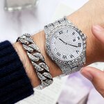 Women's Watch Set Manufacturer - Luxury Diamond Golden 2pcs Quartz Bracelet Gift Sets Fashion Roman Calendar