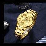 Men's Trend Watch Manufacturer - HOURSLY 1371 Gold Stainless Steel Fashion Quartz Wristwatch
