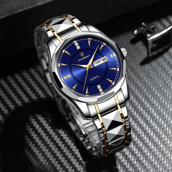 Men's Sport Watch Manufacturer - Poedagar Waterproof Luminous Stainless Steel Top Brand Luxury Business Date Quartz