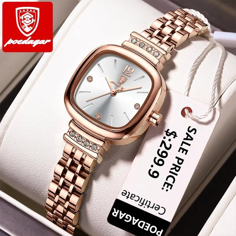 Women's Sport Watch Manufacturer - Poedagar High Quality Stainless Steel Strap Top Brand Waterproof Quartz for Girls