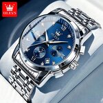 Men's Sports Watch Manufacturer - For OLEVS 2858 Luxury Real Three-Eye Fashion Business Style Quartz Waterproof Stainless Steel