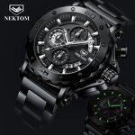 Men's Quartz Watch Manufacturer - NEKTOM Waterproof Steel Strap Fashion Luminous Calendar Sports