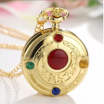 Women's Pendant Watch Manufacturer - Japan Anime Golden Necklace Star Gemstone Pink Chain Magic Clock Girls Gift