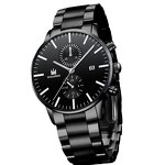 Men's Business Watch Manufacturer - Hot Sale Stainless Steel Black Calendar Date Wristwatch