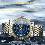 Men's Quartz Wristwatch Manufacturer - BINBOND B2202 Diamonds Stainless Steel Luminous Waterproof Day Week