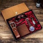 Men's Gift Set Manufacturer - Wholesale Fashion Luxury Business Box Belt Wallet Glasses 5pcs Set Leather Wristwatch Quartz