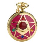 Women's Pendant Watch Manufacturer - Japan Anime Golden Necklace Star Gemstone Pink Chain Magic Clock Girls Gift