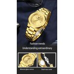 Men's Trend Watch Manufacturer - HOURSLY 1371 Gold Stainless Steel Fashion Quartz Wristwatch