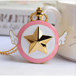 Women's Pendant Watch Manufacturer - Japan Anime Golden Necklace Star Gemstone Pink Chain Magic Clock Girls Gift