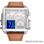 Men's Casual Watch Manufacturer - BOAMIGO Big Dial Quartz Fashion Black Genuine Leather Band Wrist Watch F920A