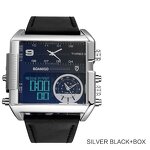 Men's Casual Watch Manufacturer - BOAMIGO Big Dial Quartz Fashion Black Genuine Leather Band Wrist Watch F920A