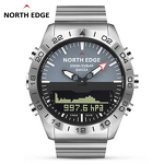 Men's Dive Watch Manufacturer - NORTH EDGE Luxury Full Steel Business Waterproof 200m Altimeter Compass Dual Display Sports