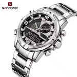 Men's Dual Display Watch Manufacturer - NAVIFORCE 9257 Waterproof Multifunction Dial Steel Strap Sporty Casual