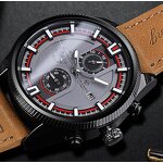 Men's Mechanical Watch Manufacturer - Forsining 382 Brown Genuine Leather Strap Sports Fashion Automatic