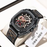 Men's Sport Watch Manufacturer - 2024 Top Sale LEONIDAS Brand Big Square Dial Chronograph Calendar Genuine Leather Band