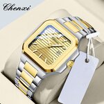 Men's Square Watch Manufacturer - CHENXI 8266 Quartz Fashion Simple Date Stainless Steel Waterproof Business